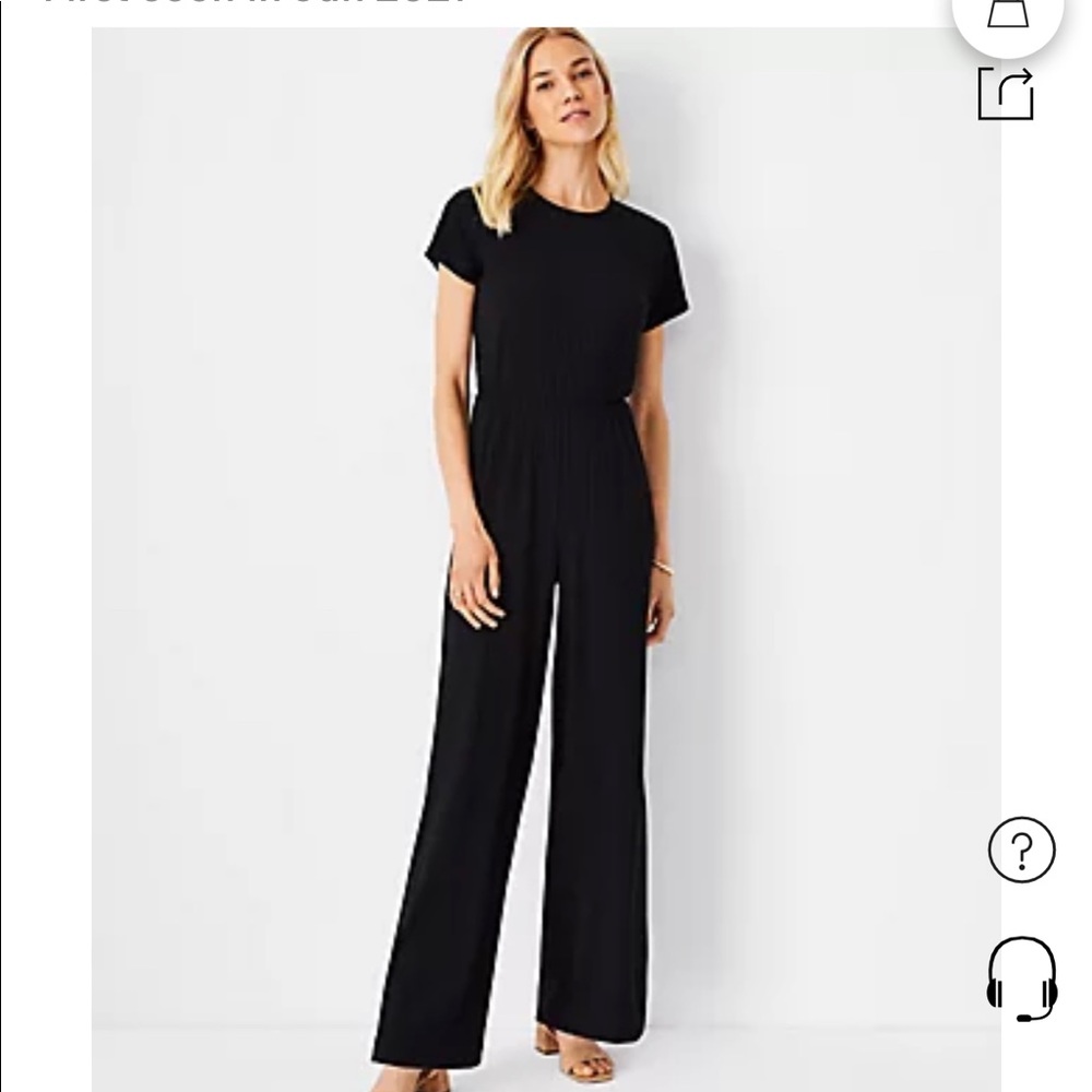 Ann Taylor Black Ribbed Jumpsuit Pantsuit NWT